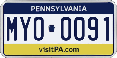 PA license plate MYO0091