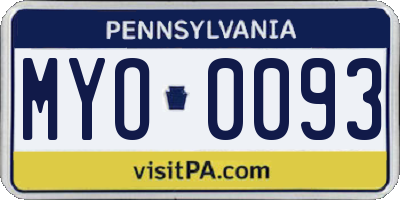 PA license plate MYO0093