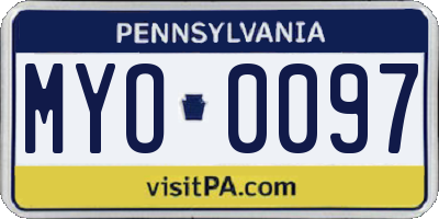 PA license plate MYO0097