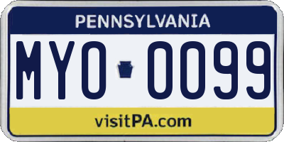 PA license plate MYO0099