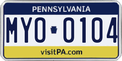 PA license plate MYO0104