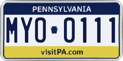 PA license plate MYO0111