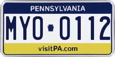 PA license plate MYO0112