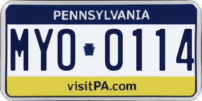 PA license plate MYO0114