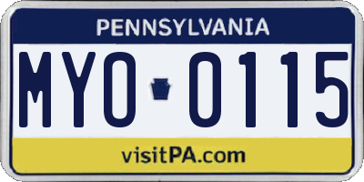 PA license plate MYO0115