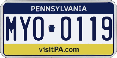 PA license plate MYO0119