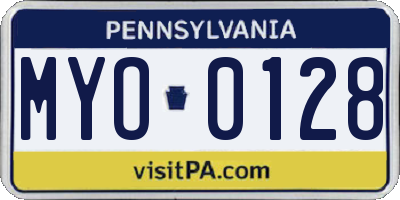 PA license plate MYO0128