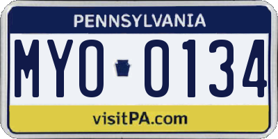 PA license plate MYO0134