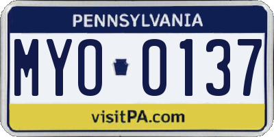 PA license plate MYO0137