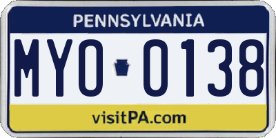 PA license plate MYO0138