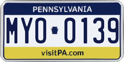 PA license plate MYO0139