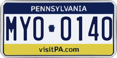 PA license plate MYO0140