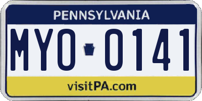 PA license plate MYO0141