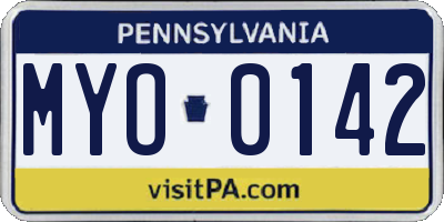 PA license plate MYO0142