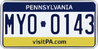 PA license plate MYO0143
