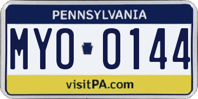 PA license plate MYO0144