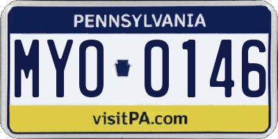 PA license plate MYO0146
