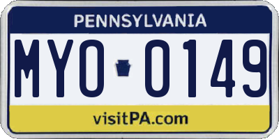 PA license plate MYO0149