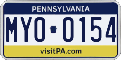 PA license plate MYO0154