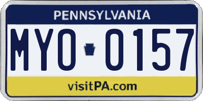 PA license plate MYO0157