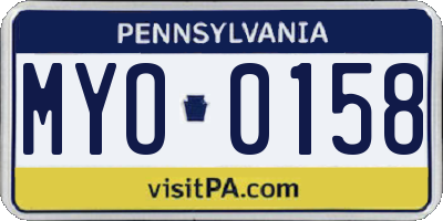 PA license plate MYO0158