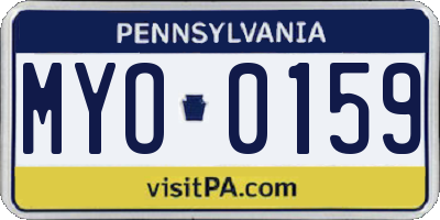 PA license plate MYO0159