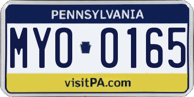 PA license plate MYO0165