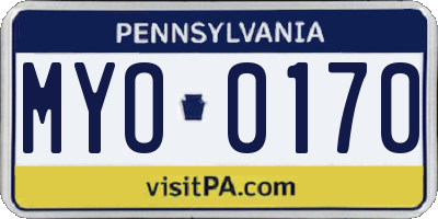 PA license plate MYO0170