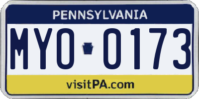 PA license plate MYO0173