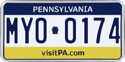 PA license plate MYO0174