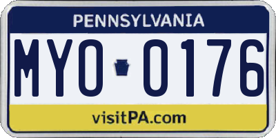 PA license plate MYO0176