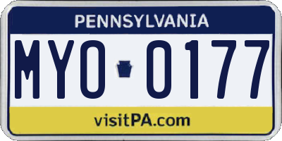 PA license plate MYO0177