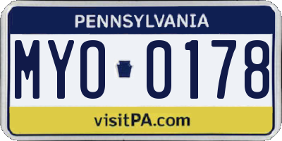 PA license plate MYO0178