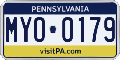 PA license plate MYO0179