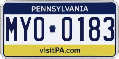 PA license plate MYO0183