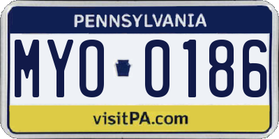 PA license plate MYO0186
