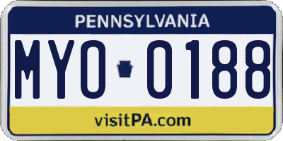 PA license plate MYO0188