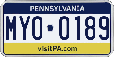 PA license plate MYO0189