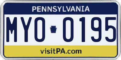 PA license plate MYO0195