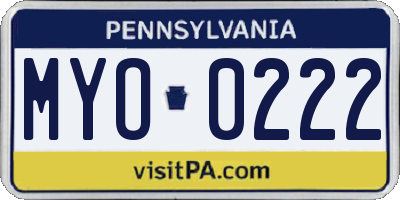 PA license plate MYO0222