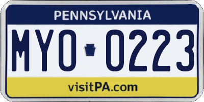 PA license plate MYO0223