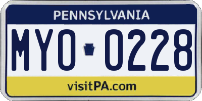 PA license plate MYO0228