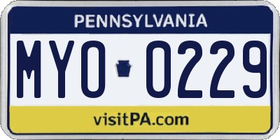 PA license plate MYO0229