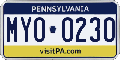 PA license plate MYO0230