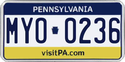 PA license plate MYO0236