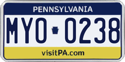 PA license plate MYO0238