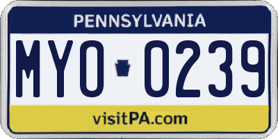 PA license plate MYO0239