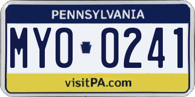 PA license plate MYO0241