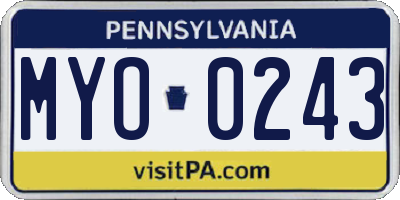 PA license plate MYO0243