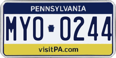 PA license plate MYO0244